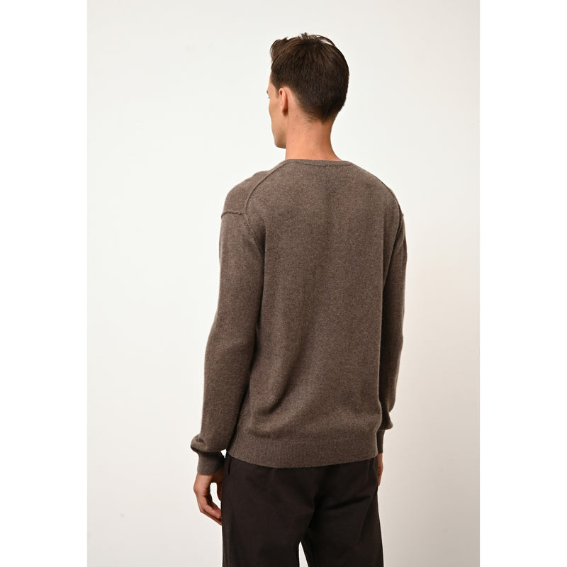 Pull Col Rond Noe - 100% Cachemire 2 Fils - Taupe Chiné - Homme