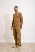Pull Col V 4 Fils - Nathan - Noisette