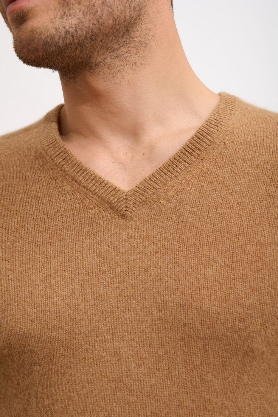 Pull Col V 4 Fils - Nathan - Noisette