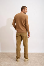Pull Col V 4 Fils - Nathan - Noisette
