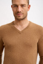 Pull Col V 4 Fils - Nathan - Noisette