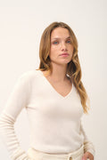 Jersey Cuello en V 4 Hilos - Abby - Marfil