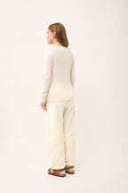 Jersey Cuello en V 4 Hilos - Abby - Marfil