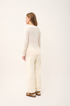 4-Ply V-Neck Jumper - Abby - Ivory