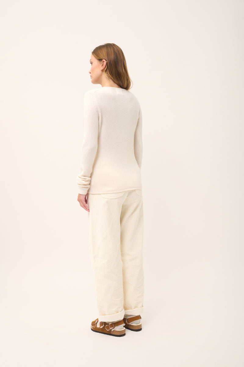 4-Ply V-Neck Jumper - Abby - Ivory