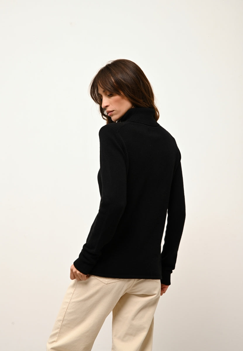 4-Ply Roll-Neck Jumper - June - Black