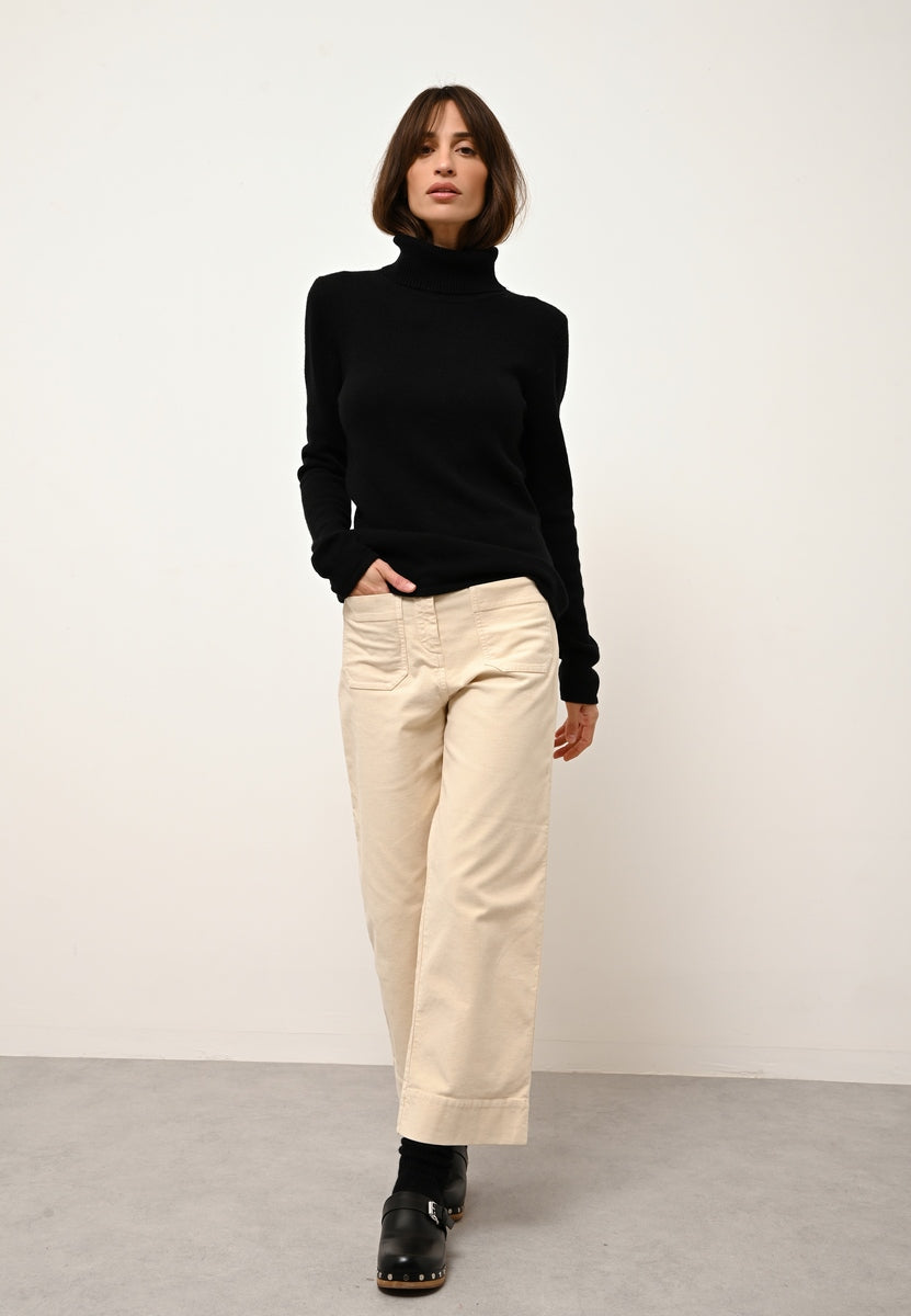 4-Ply Roll-Neck Jumper - June - Black