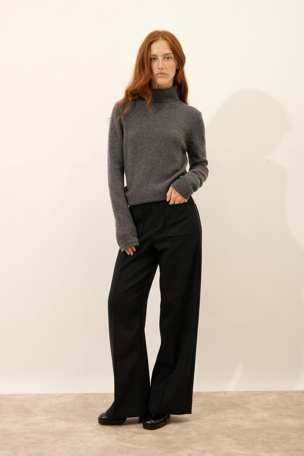 4-Ply Roll Neck Jumper - June - Mottled Anthracite