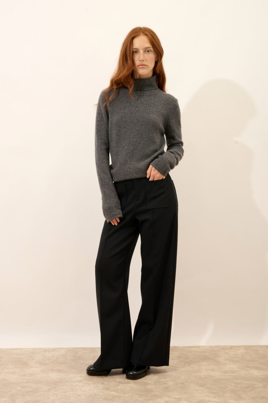 Pull Col Roulé 4 Fils - June - Anthracite Chiné