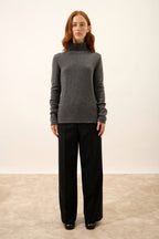 Pull Col Roulé 4 Fils - June - Anthracite Chiné
