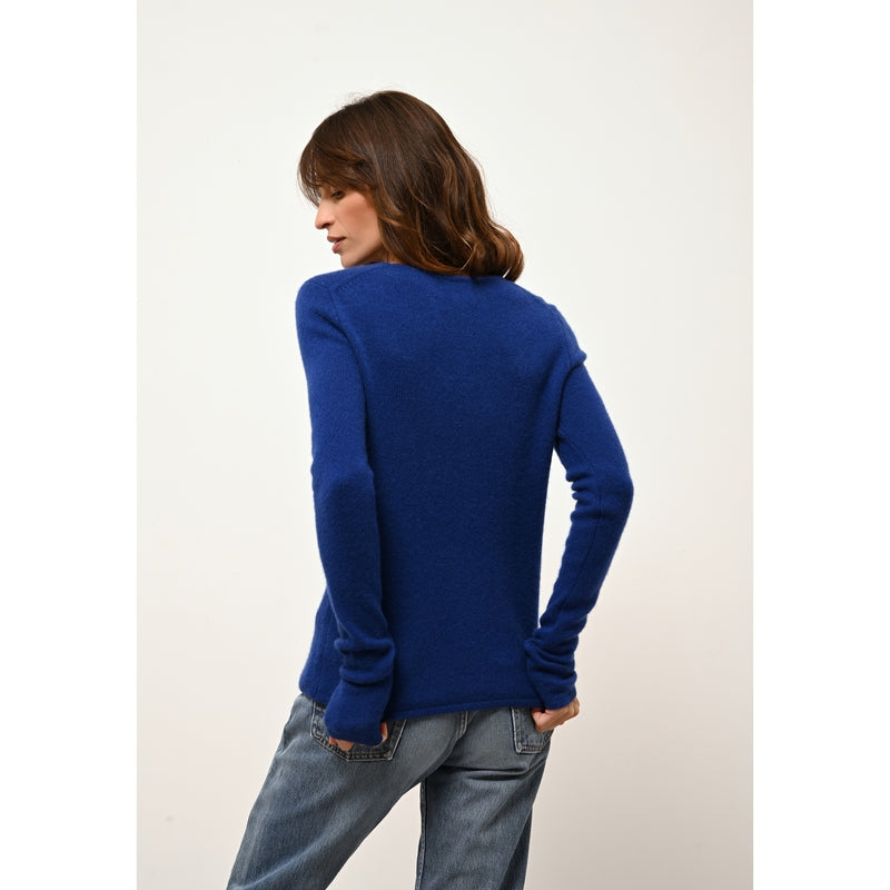 Cashmere  sudadera Just - Joyce Outremer Jersey Cuello Redondo - 100% Cachemira - 4 Hilados - - Mujer