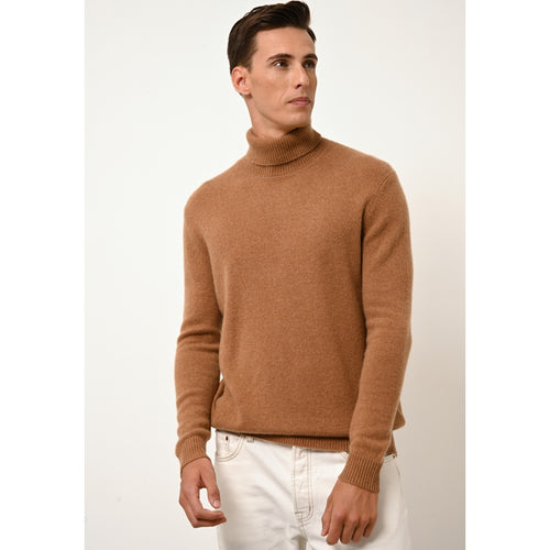 Pull Col Roulé 4 Fils Sacha - 100% Cachemire 4 Fils - Noisette - Homme