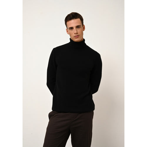 Just Cashmere - Pull Col Roulé Sacha Noir - 100% Cachemire - 4 Fils - Jersey - Homme