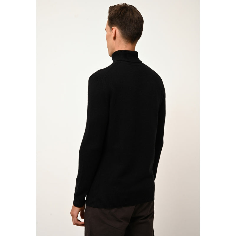 Just Cashmere - Sacha Black Turtleneck Sweater - 100% Cashmere - 4 Yarns - Jersey - Man