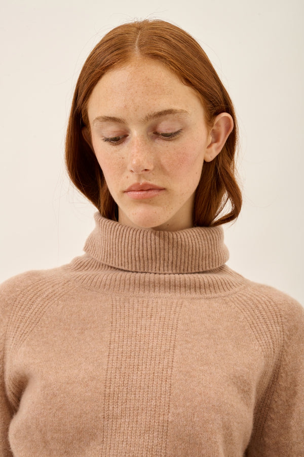 Roll-Neck Jumper - Lilly - Marl Camel