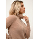 Just Cashmere - Pull Col Roulé Lilly - Camel ChinÉ - 100% Cachemire 2 Fils - Femme