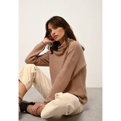 Cashmere Just - Blantyre Roll Neck Sweater - Camel ChinÉ - 100% Cachemira 2 Hilados - Mujer