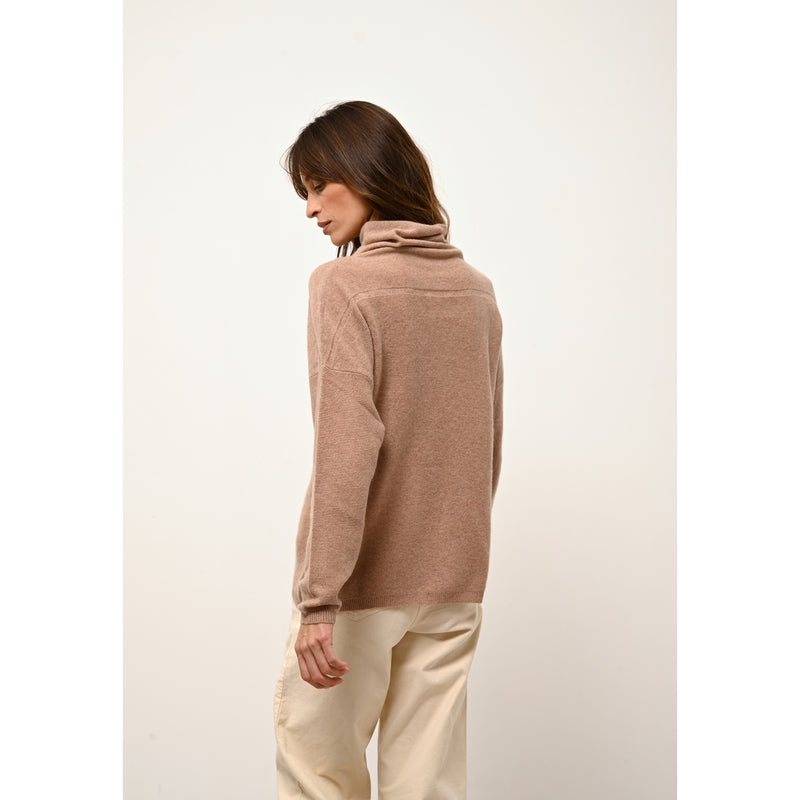 Just Cashmere - Pull Col Roulé Blantyre - Camel ChinÉ - 100% Cachemire 2 Fils - Femme