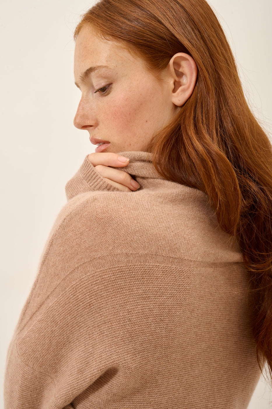 Roll Neck Jumper - Blantyre - Flecked Camel