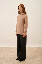 Roll Neck Jumper - Blantyre - Flecked Camel