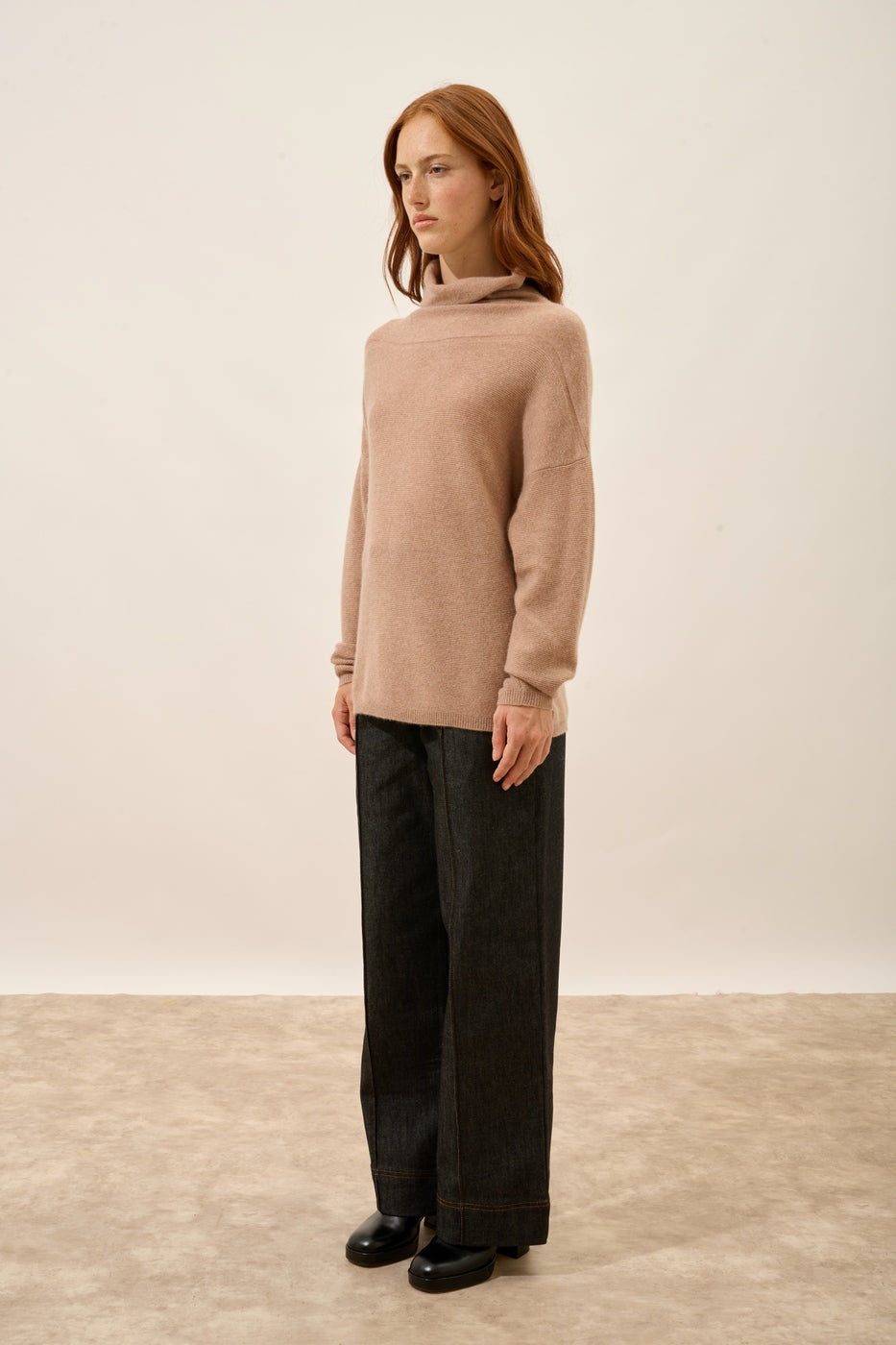 Roll Neck Jumper - Blantyre - Flecked Camel