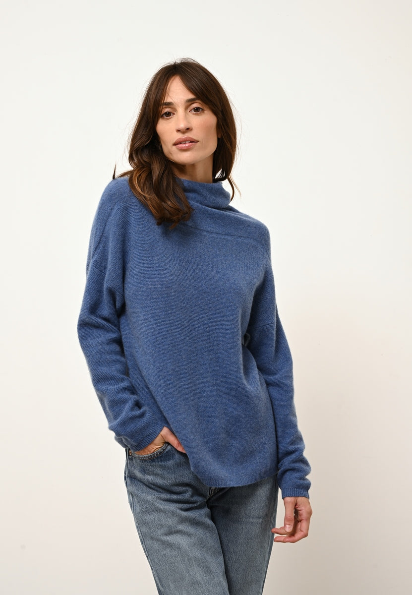 Roll-Neck Jumper - Blantyre - Denim Blue