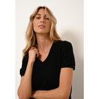 Camiseta de Cuello de Pico - Glamis - Negro