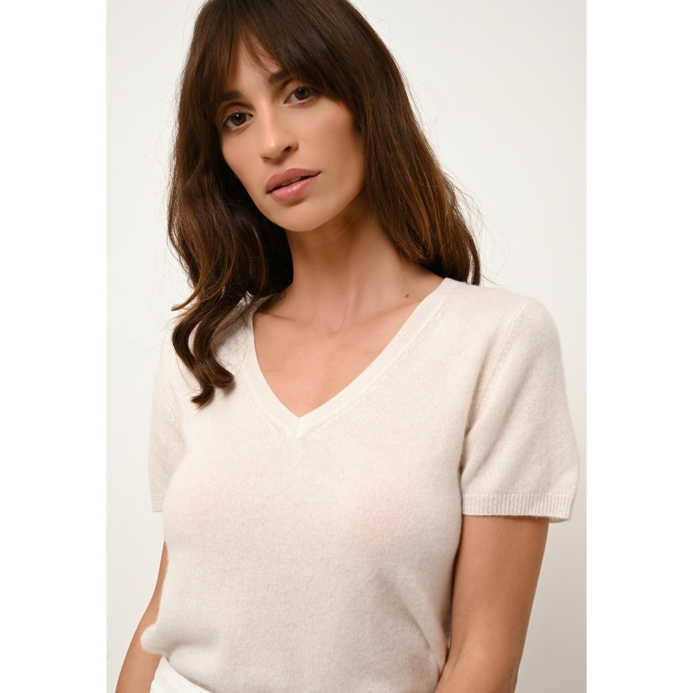 T-Shirt Col V - Glamis - Ivoire