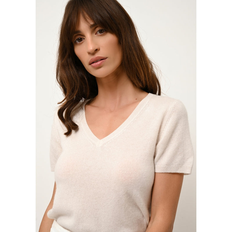 Camiseta Cuello V - Glamis - Marfil