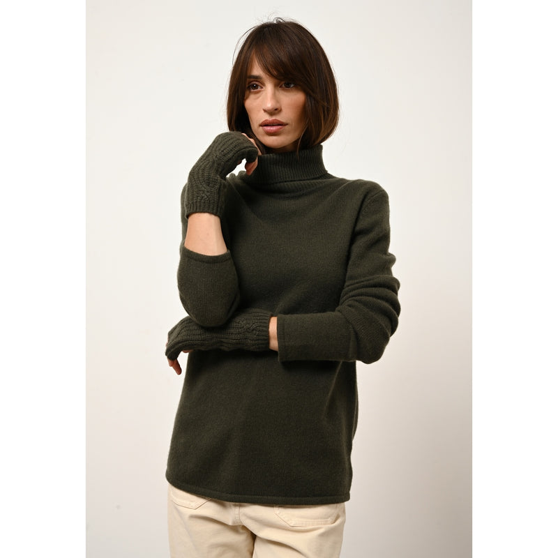 Cashmere Just - Manoplas de 6 capas Bale Khaki, 100% Cachemira, 6 capas, Trenzado - Mixto