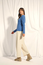 V-Neck Jumper - Joan - Denim Blue