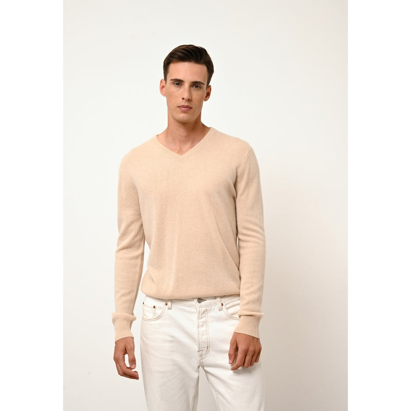 Cashmere  sudadera Just - Walt Sable Jersey Cuello en V - 100% Cachemira - 2 Hilados - - Hombre