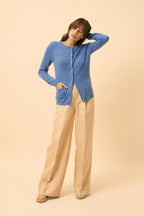 Round Neck Cardigan - Katharine - Denim Blue