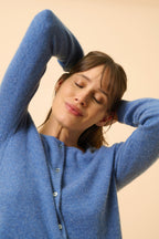 Round Neck Cardigan - Katharine - Denim Blue