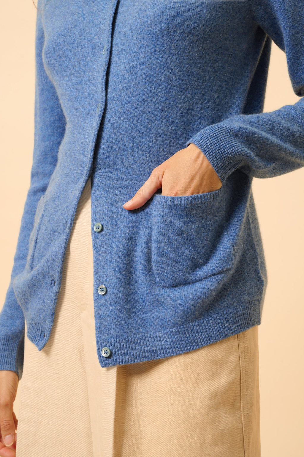Round Neck Cardigan - Katharine - Denim Blue