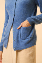 Round Neck Cardigan - Katharine - Denim Blue