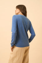 Round Neck Cardigan - Katharine - Denim Blue