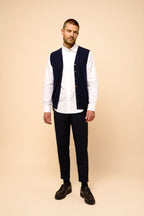 Cardigan Col V Sans Manches - Lana - Navy