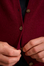 Cárdigan de Cuello de Pico Sin Mangas - Lana - Burdeos