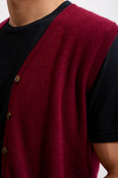 Cardigan Col V Sans Manches - Lana - Bordeaux