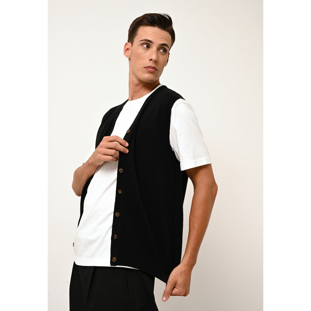 Cardigan Col V Sans Manches - Lana - Noir