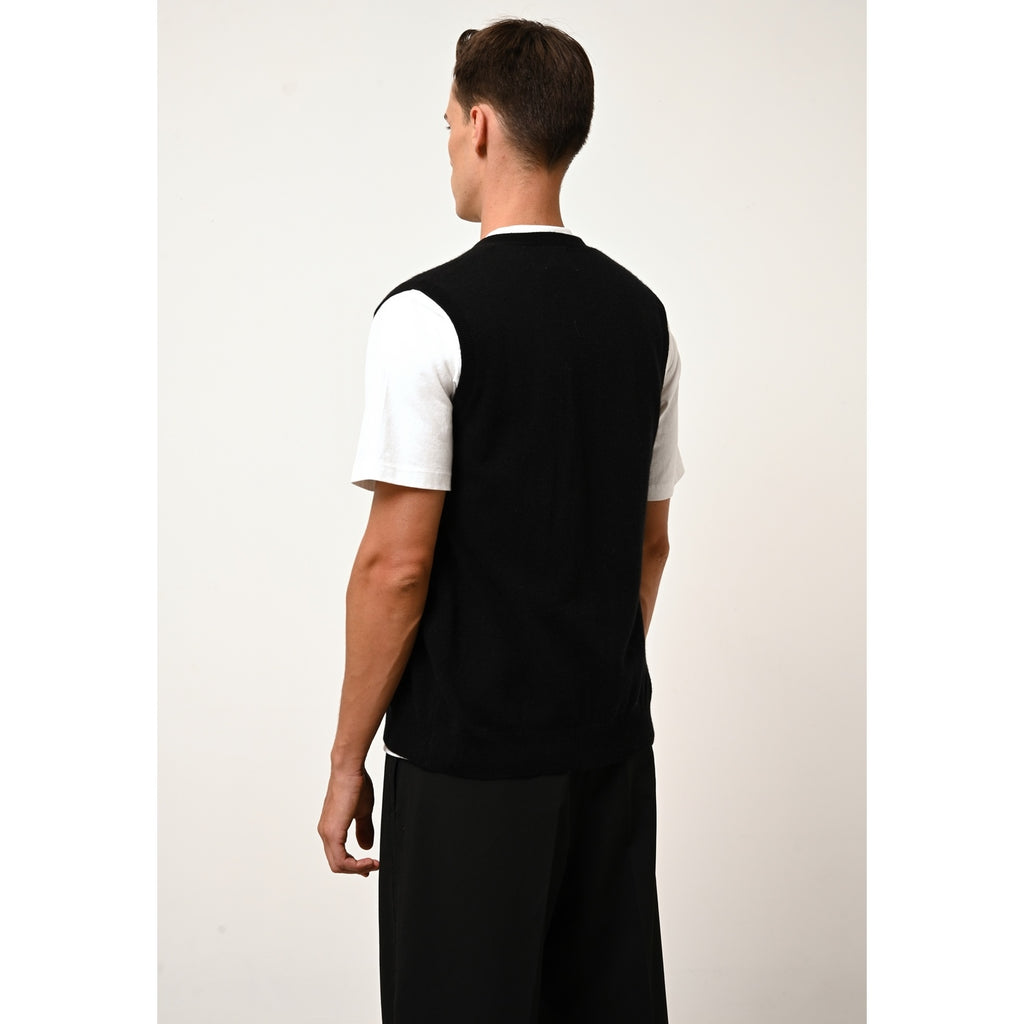 Cárdigan Cuello V Sin Mangas - Lana - Negro