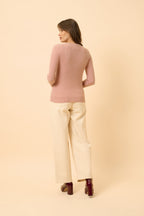 Pull Col Rond - Avana - Bois De Rose