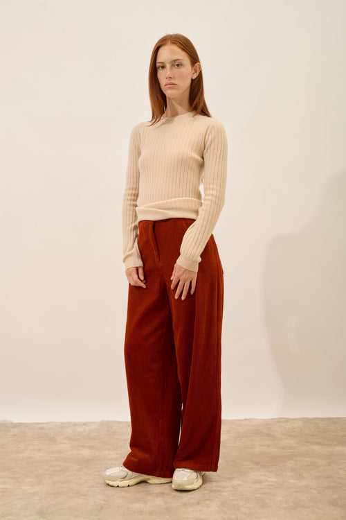 Pull Col Rond - Avana - Sable