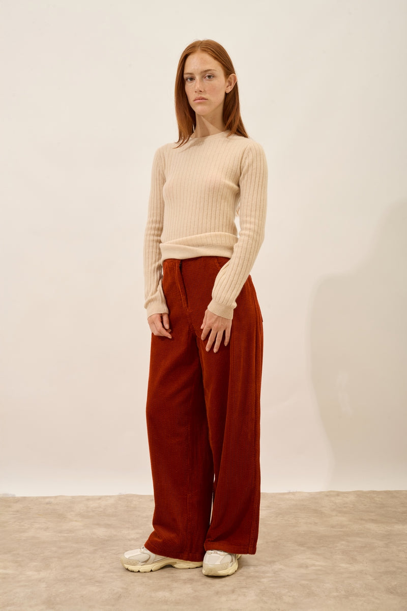 Pull Col Rond - Avana - Sable