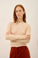 Pull Col Rond - Avana - Sable