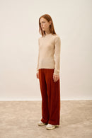 Pull Col Rond - Avana - Sable