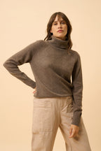 Jersey Cuello Vuelto - Lilly - Taupe Jaspeado