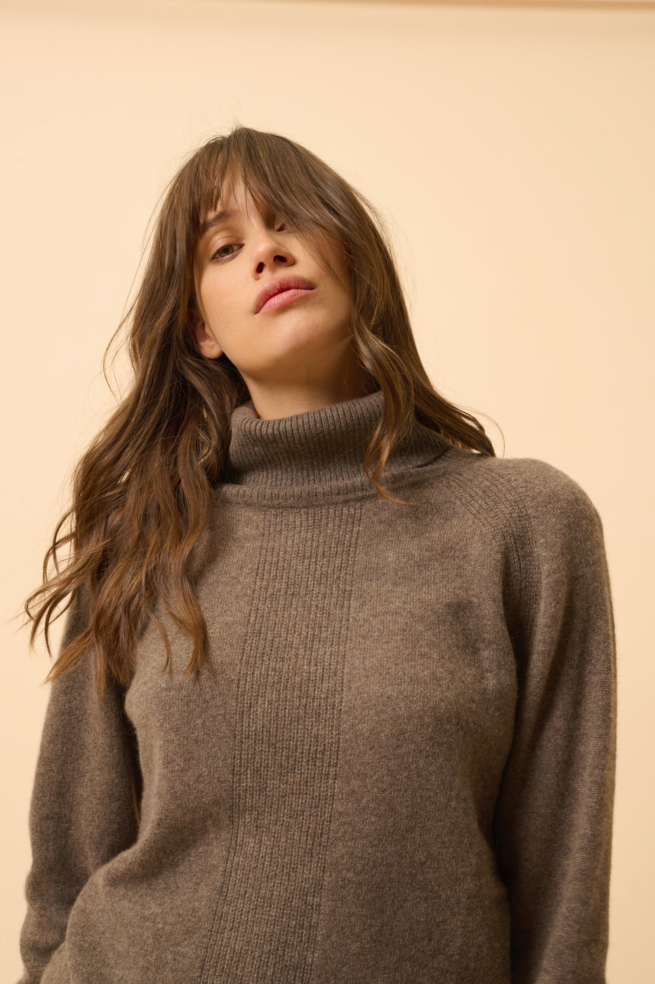 Jersey Cuello Vuelto - Lilly - Taupe Jaspeado