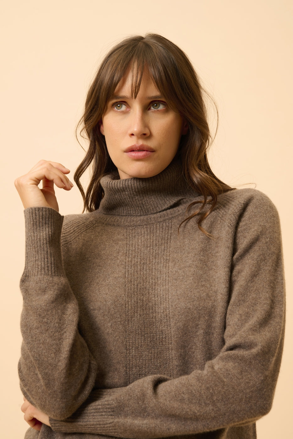 Jersey Cuello Vuelto - Lilly - Taupe Jaspeado